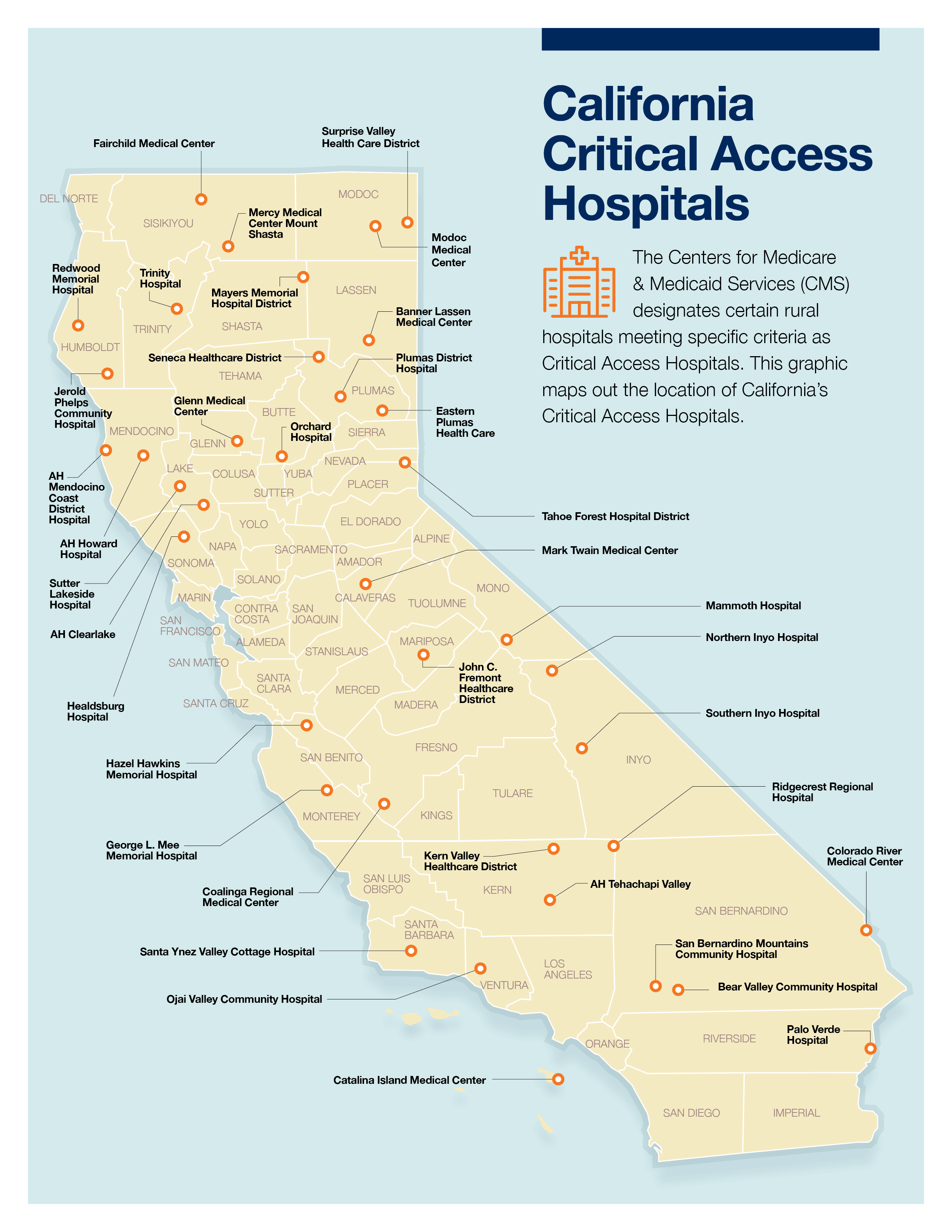 California Critical Access Hospitals Map 2024